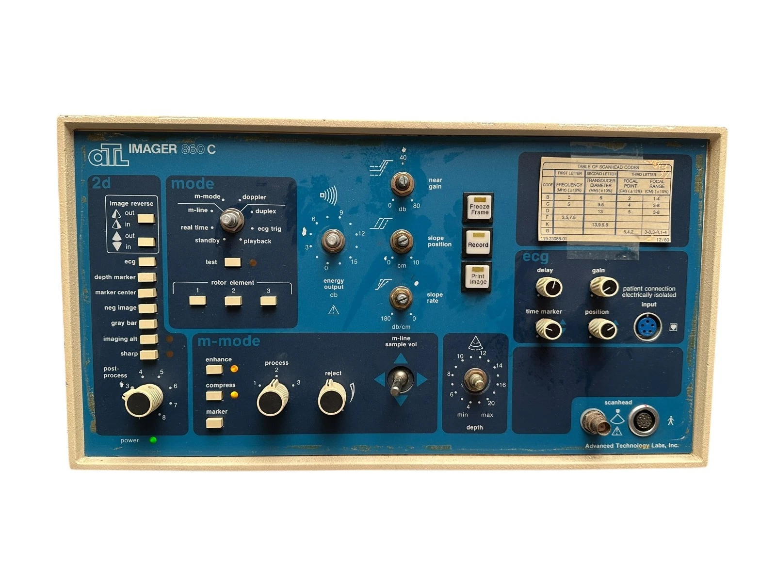 ATL Imager 860C Diagnostic Ultrasound Control Console – Vintage Medical Imaging