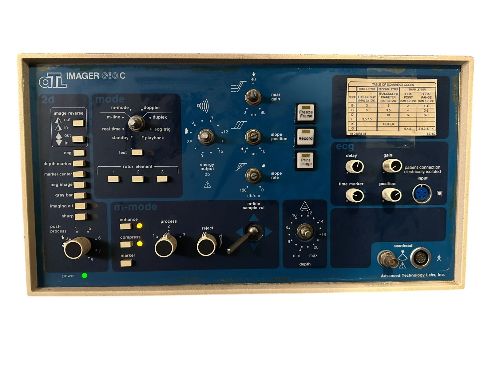 ATL Imager 860C Diagnostic Ultrasound Control Console – Vintage Medical Imaging — photo 10 of 10